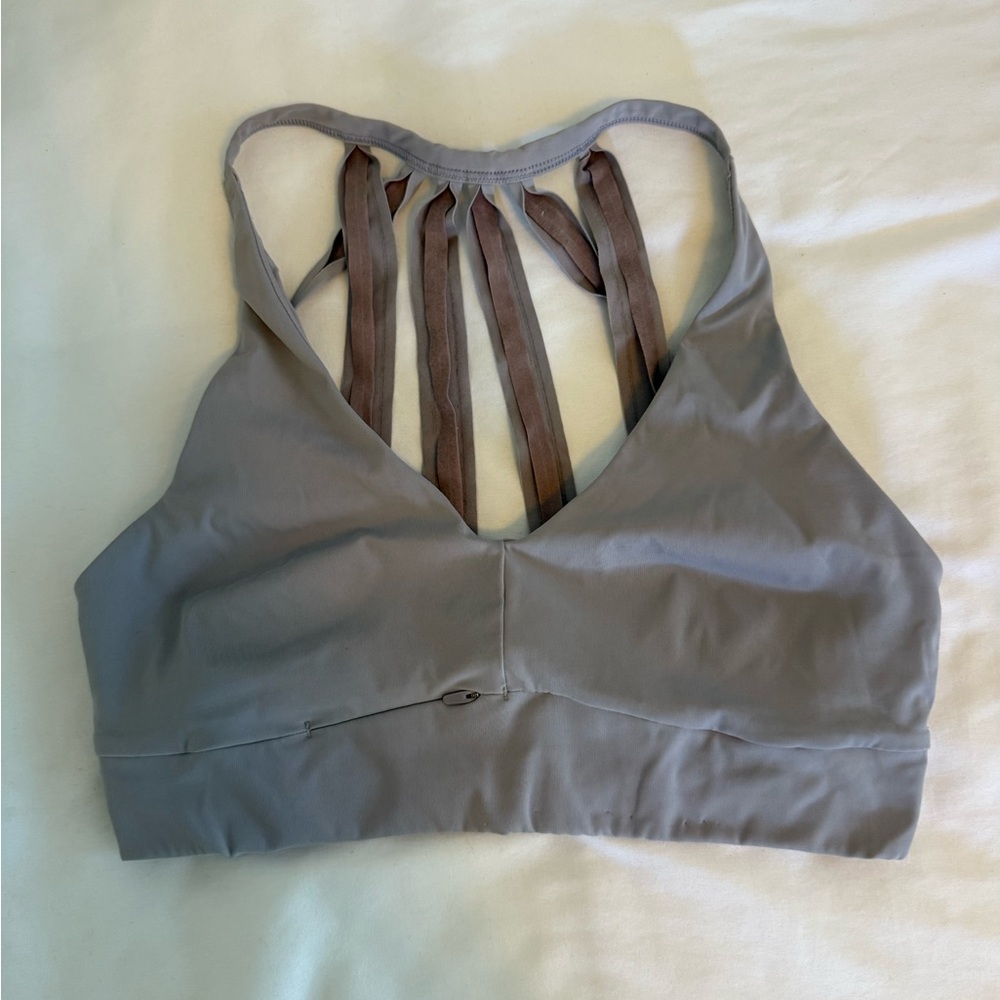 Athleta Gray Sports Bra with Brown Straps